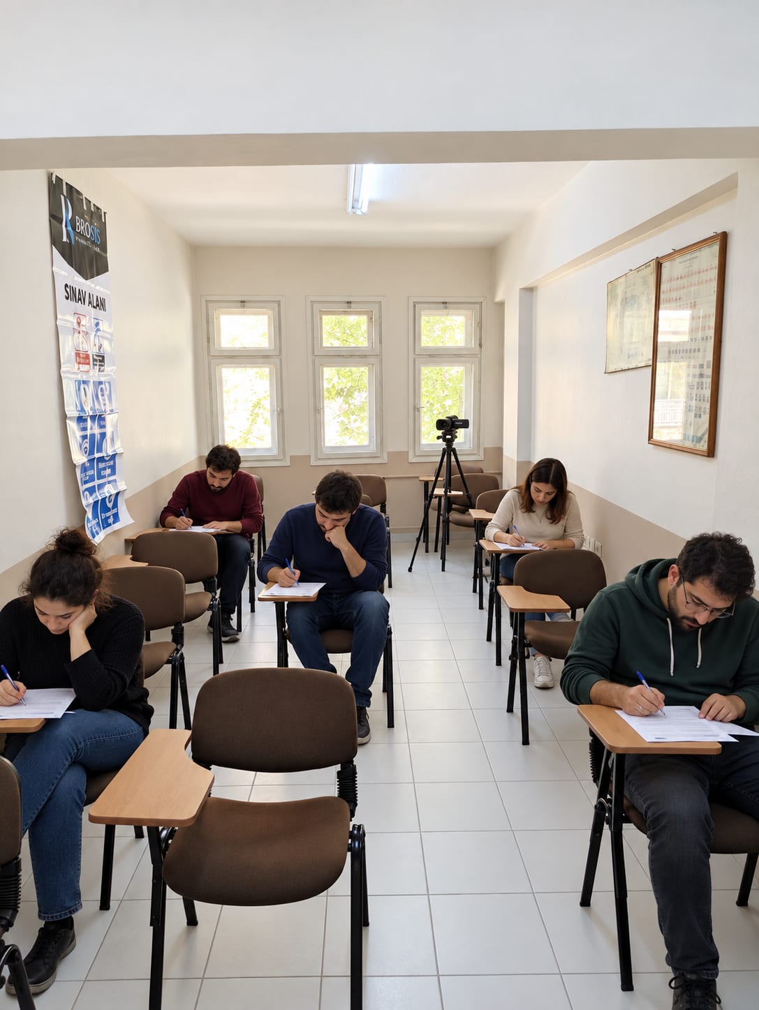 Amasya — Kahverengi yazı tablalı sandalyeler ve üç pencereli sınıf